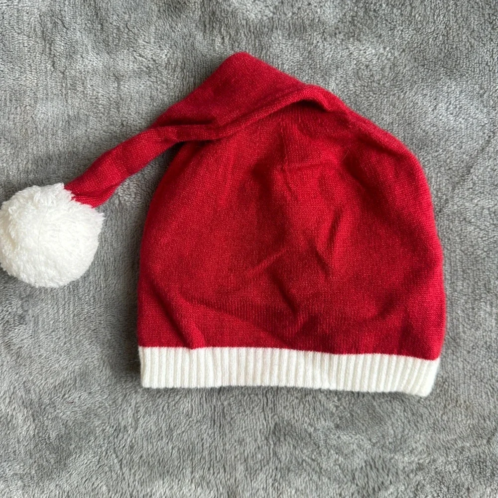 Baby's First Christmas Red Santa‎ Hat White Embroidered Size 6-18 Months